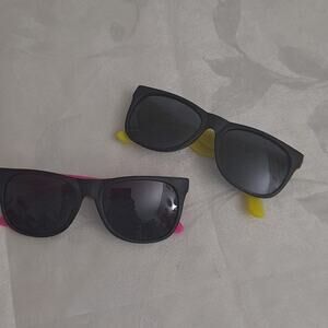 Black Sunglasses with Pink and Yellow Accents